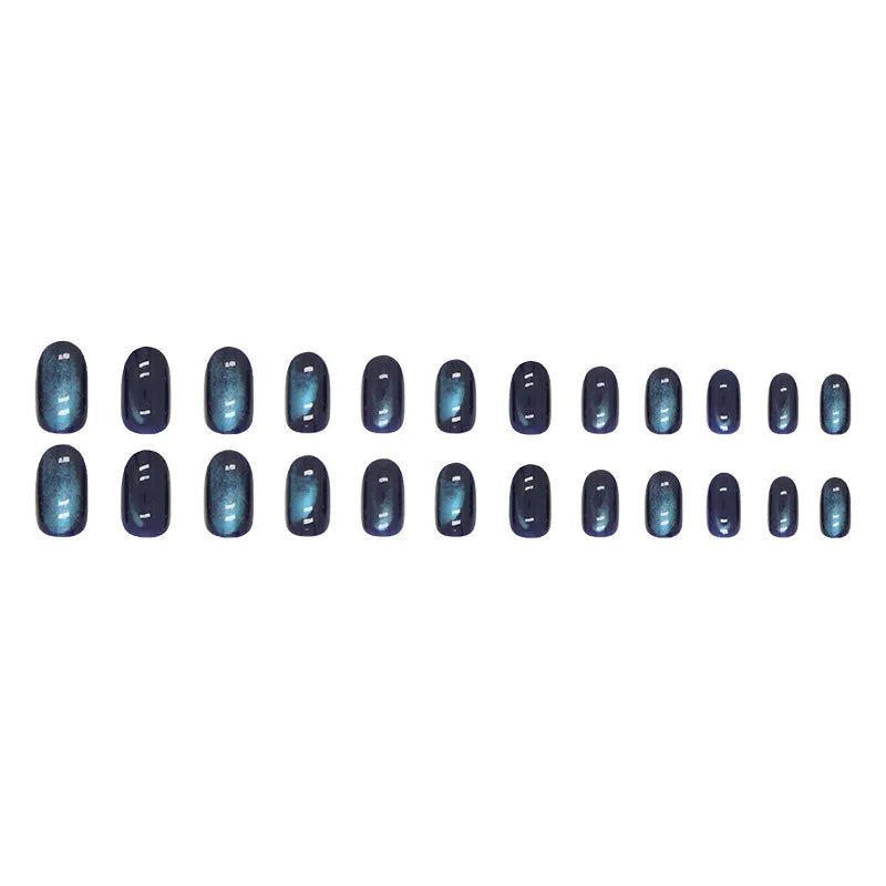 Medium fake nails for women girl gradient blue purple Glossy Almond nail art tips full cover acrylic press on false nail art set