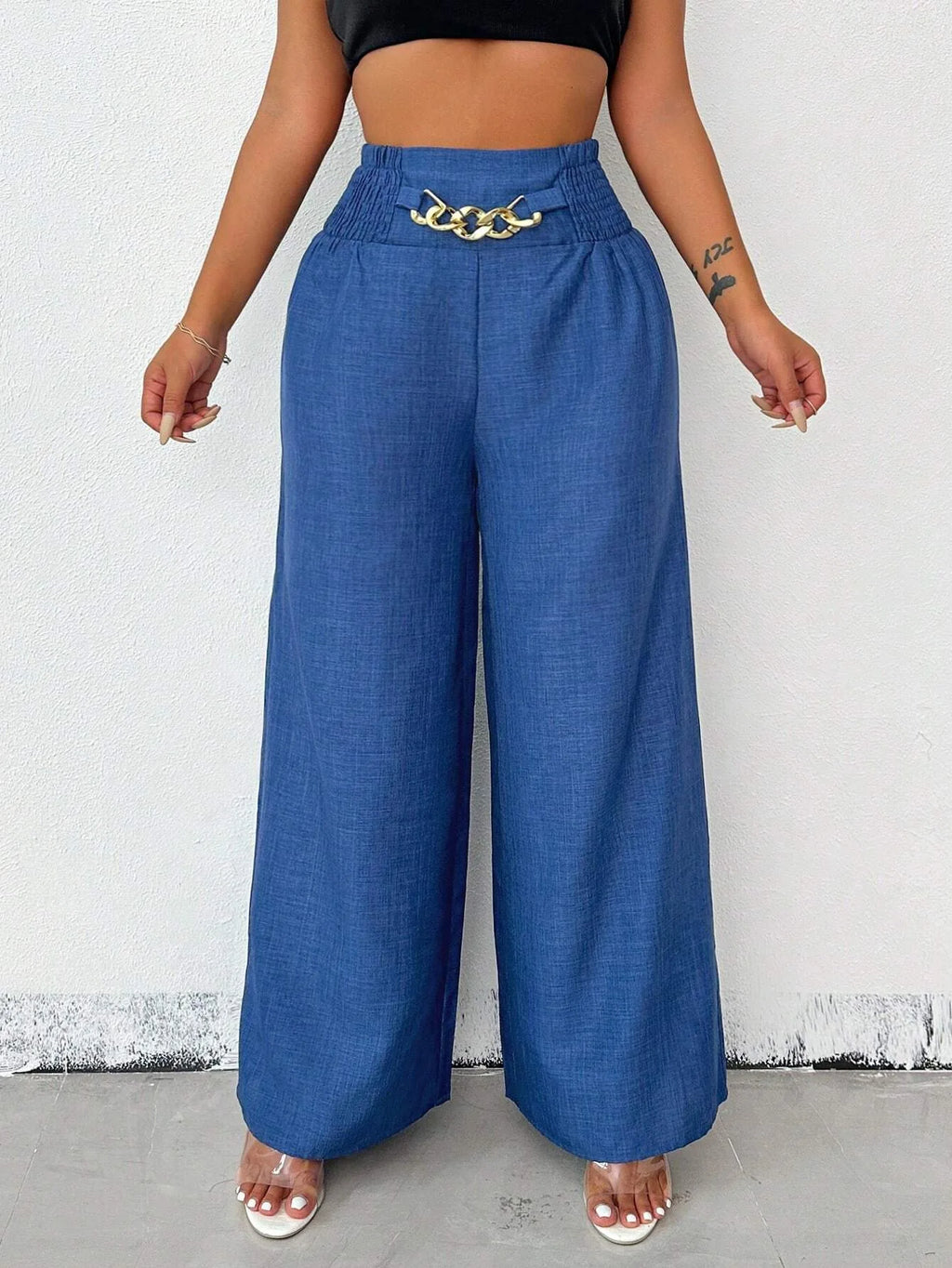 Elegant Solid Wide Leg Pants Fashion