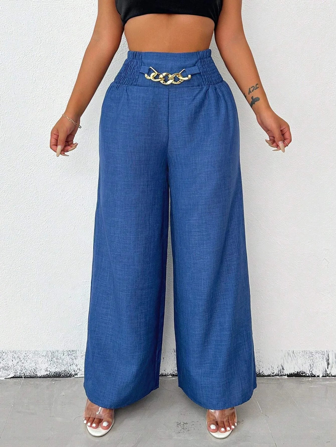 Elegant Solid Wide Leg Pants Fashion