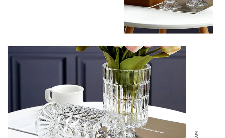 Embossed Vase Glass Crystal Net Red French High-quality