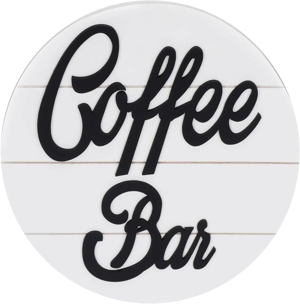Rustic Wooden Coffee Themed Wall Plaque, Farmhouse Style Decor for Kitchen Home Office Cafe Coffee Bar Station, Ideal Housewarmi