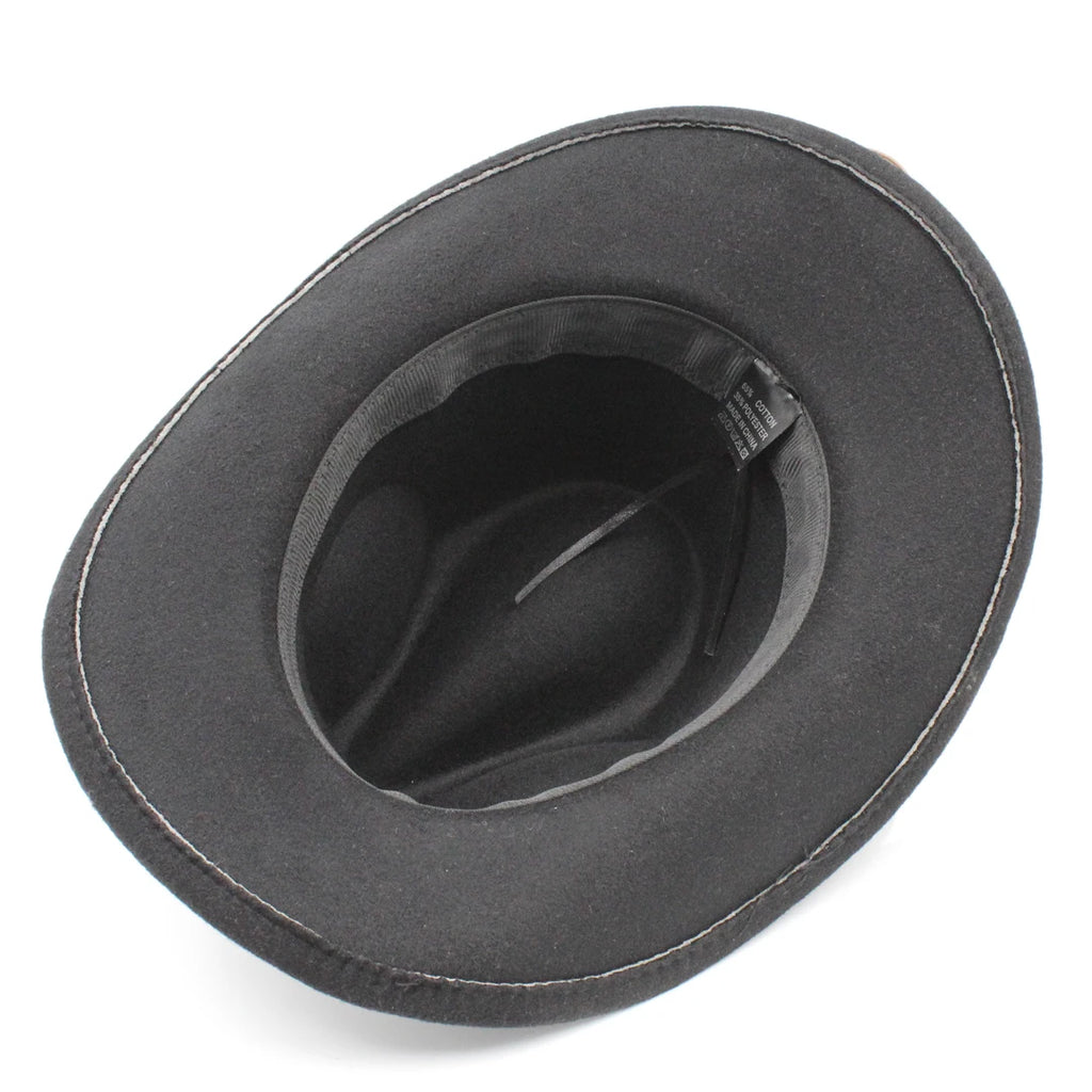 Classic Western Cowboy Hat Cowgirl Cap Fedora Hats Wide Brim Chapeau шляпа Sombrero with Punk Coins Hatband Party for Women Men