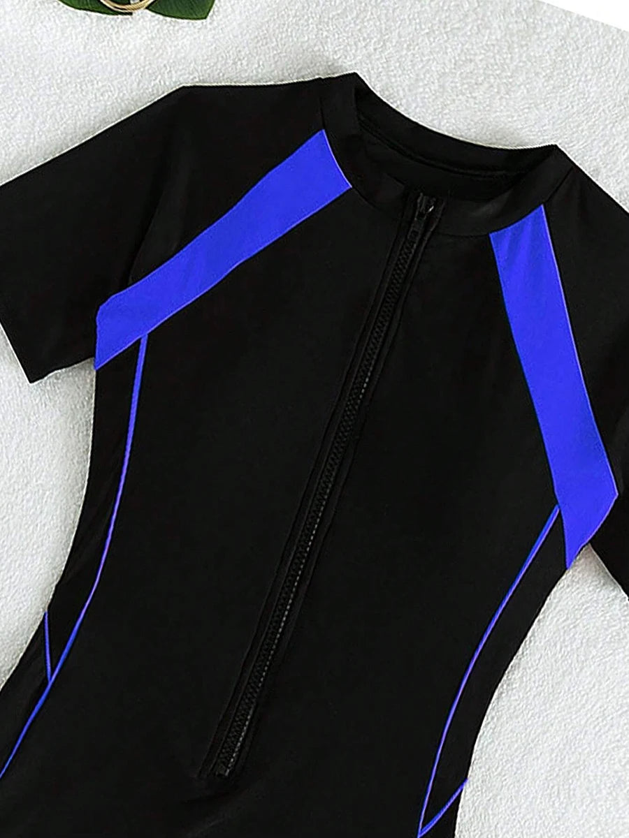 Short Sleeve Surfing Swimsuit 2025 Slim Bodysuit Swimwear Women One Pieces Rashguard Diving Clothes Bathing Swimming Swim Suit