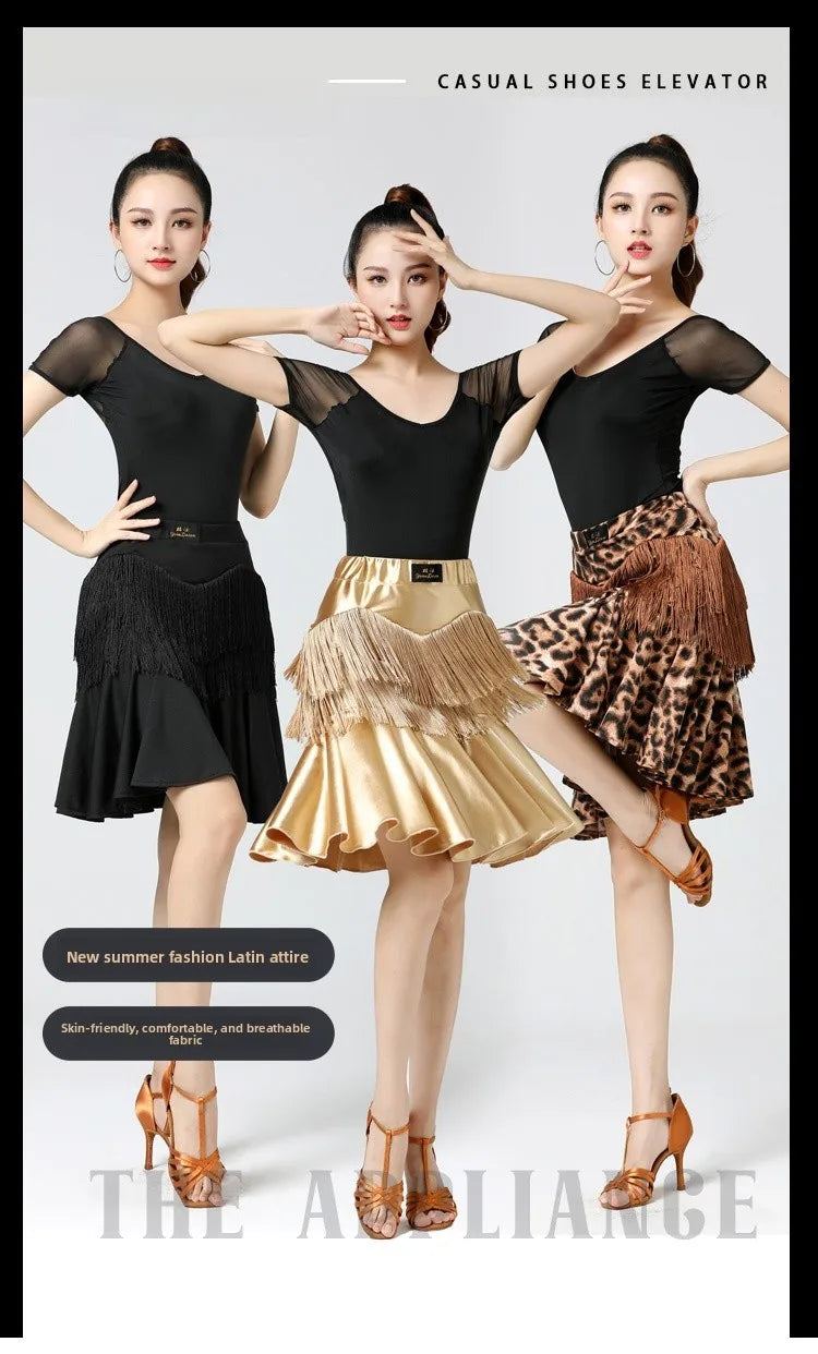 Adult Latin Dance Skirts Women's Practice Clothing Tassel Skirts Bot Wear Cetition Dance Performance Clothing