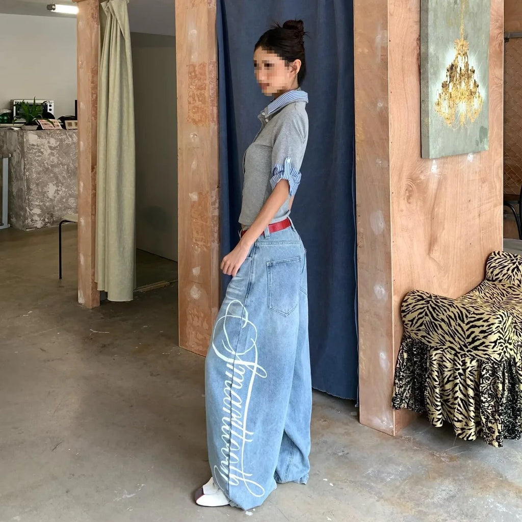 Vintage Wide Leg Denim Trousers Japanese