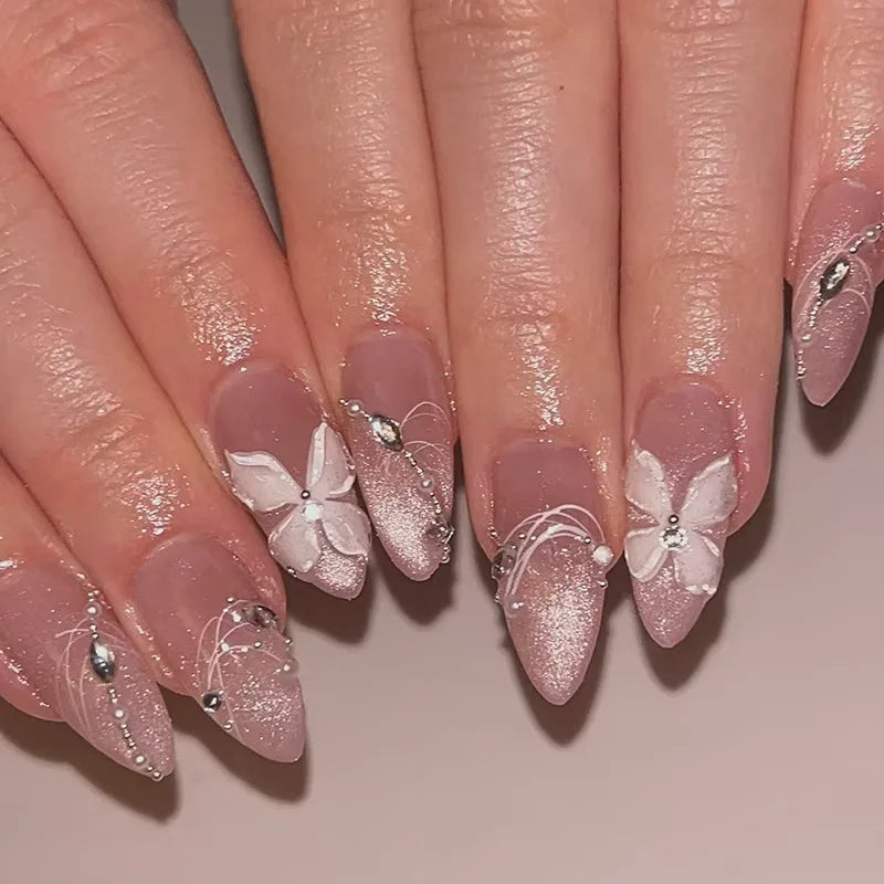 Autumn Matte Press-On Nails | 24pcs Rose Leaf Almond | Full Cover Acrylic Nail Tips with Glue