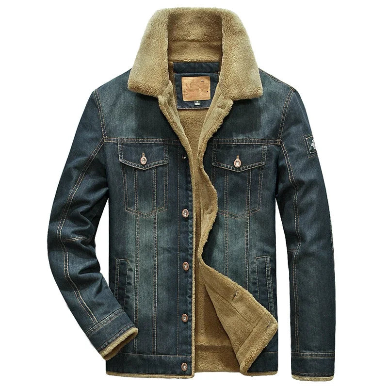 Men Windbreaker Fleece Thick Warm Winter Denim Jackets Mens Jackets Outwear Jeans Coat Male Multi-pockets Cowboy Clothing