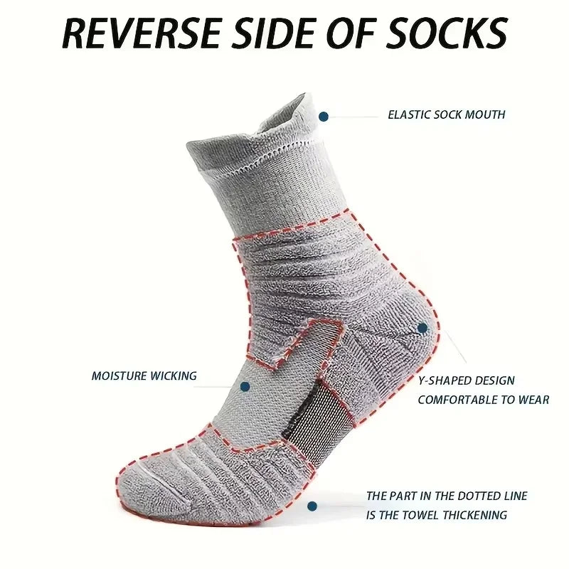 3 Pairs Breathable Mesh Athletic Terry Socks Cushioned Moisture-managing and Durable Reduces Foot for Running Hiking & Sports