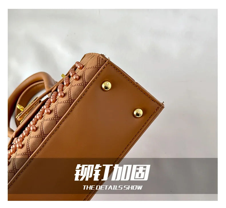 Mini Kelly-Inspired Bag - Women's Heavy Rivet Street Style Handheld Shoulder Crossbody Stylish Versatile