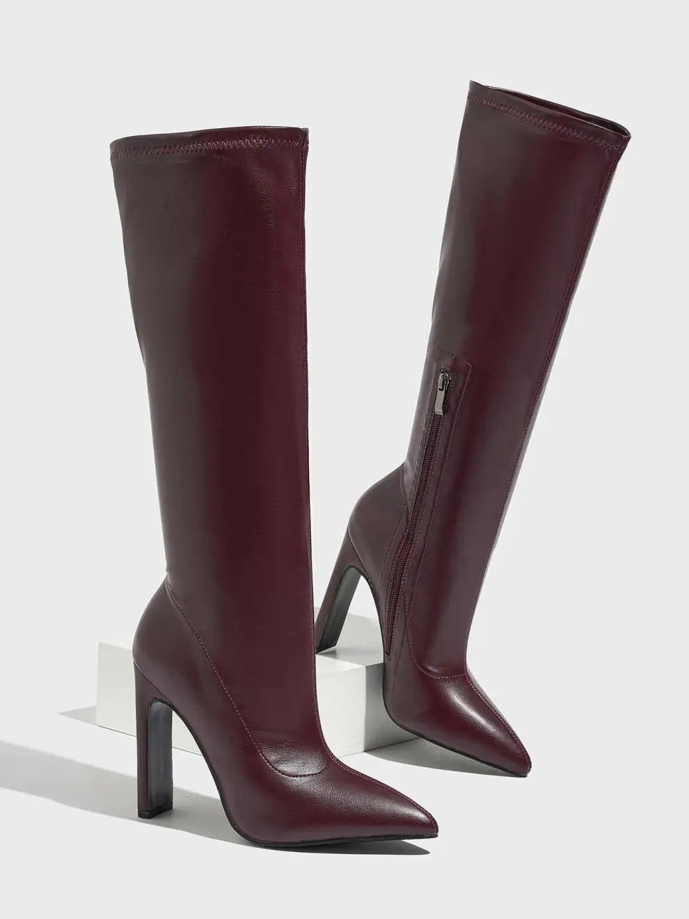Winter New Fashion Knee-High Boots Women Pointed Toe Elegant Thin High Heel Casual Ladies Pumps Shoes Long Botas Mujer