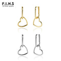 F.I.N.S Minimalist Real S925 Sterling Silver Oval Heart-Shaped Drop Earrings Geometric Smooth Hoops Pendientes Plata 925 Jewelry
