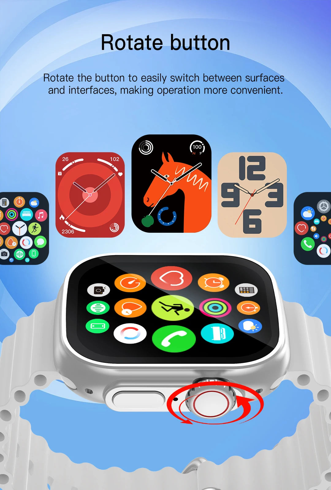 Smart Watch For Men Women 2.01" HD Screen Heart Rate Blood Pressure Monitor Fitness Tracker Calorie Counter Cycling Sport Watch