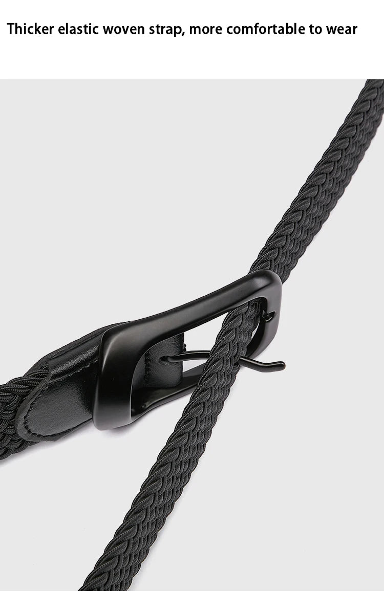 Weaving Belt Men's Fashionable Belt for Young Adults Casual Multifunctional Canvas Pants Belt with Elastic Golf Studs Fabric Lea