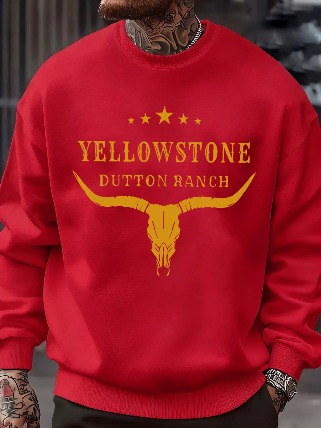 Yellow Stone Dutton Ranch Prints Mens Sweatshirt O-Neck Pullovers Tops Autumn Casual Multicolor Streetwear Fleece Man Clothes