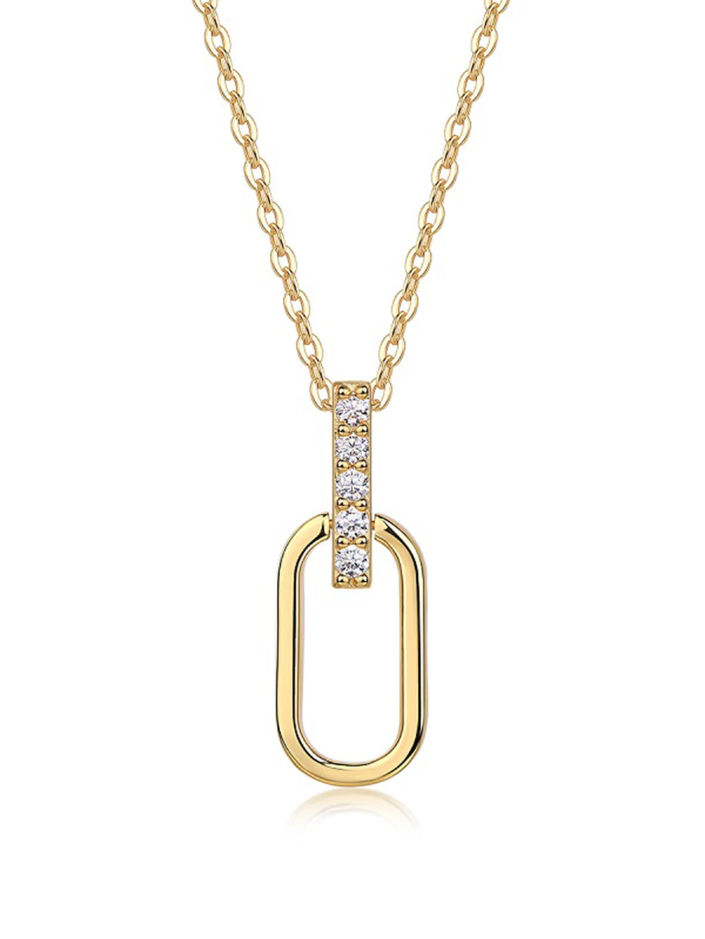 JIUZUAN Geometric Pendant Necklace 925 Silver 18K Gold Plated Stylish Jewelry for Women Gift Comes with GRA Certificate