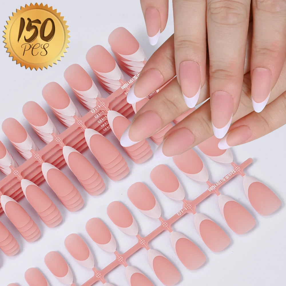 100pcs Light Pink Press-On Nails | Short & Medium Square | 10 Sizes Full Cover Nail Tips