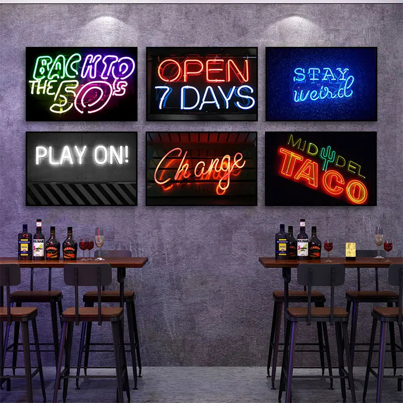 Bar decoration painting Cyberpunk Internet cafe wall LED light hanging painting E-sports room KTV atmosphere Neon light mural