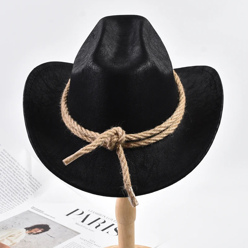 New Vintage Roll Brim Western Cowboy Hats Outdoor Travel Gentleman Cowgirl Jazz Hat Holidays Party Cosplay Hat