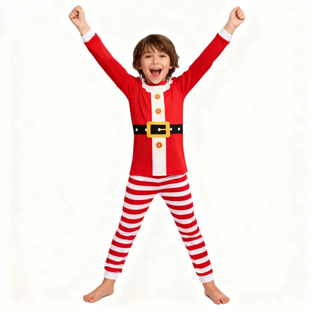 Children's Christmas Long Sleeve Pajama Sets Kids Elf and Santa Claus Sleepwear Boys Pijamas Baby Girls Pjs for Festive Xmas