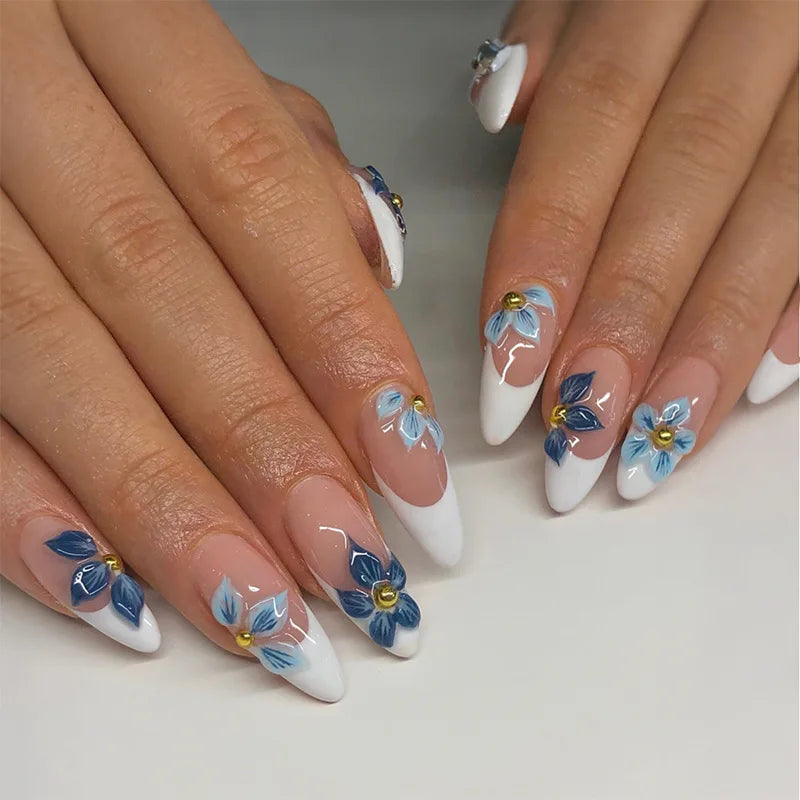 Autumn Matte Press-On Nails | 24pcs Rose Leaf Almond | Full Cover Acrylic Nail Tips with Glue