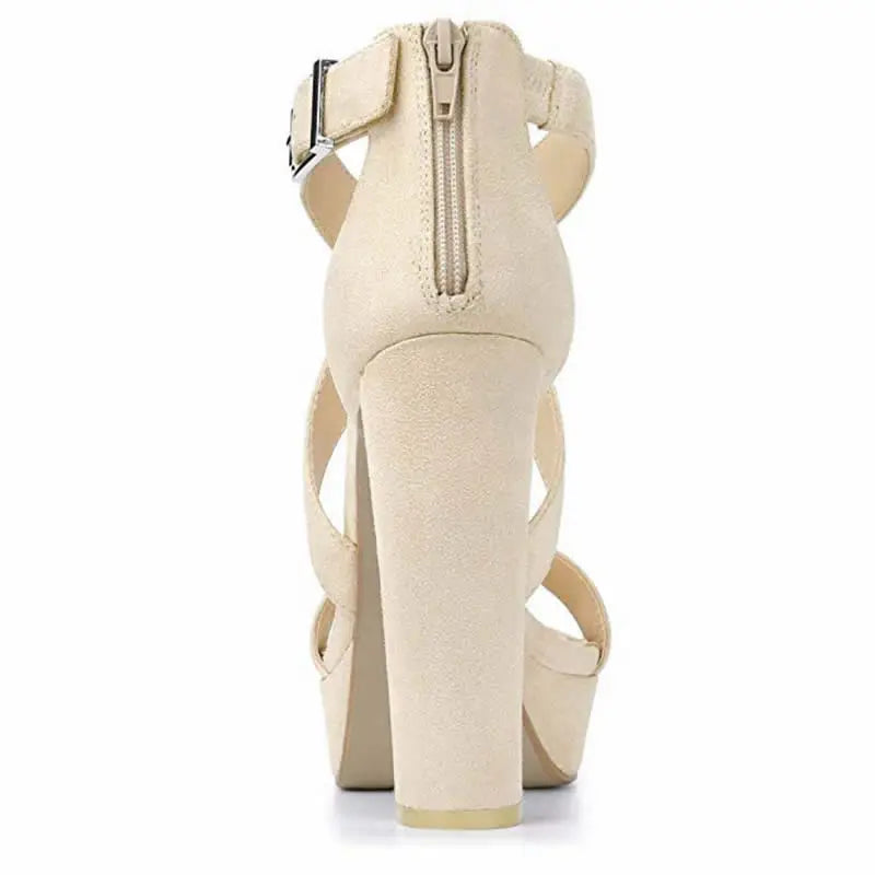 Women Sandals Open Toe Thick High Heels Chunky Cross Strap Buckle Platform Pumps Dress Party Wedding Shoes