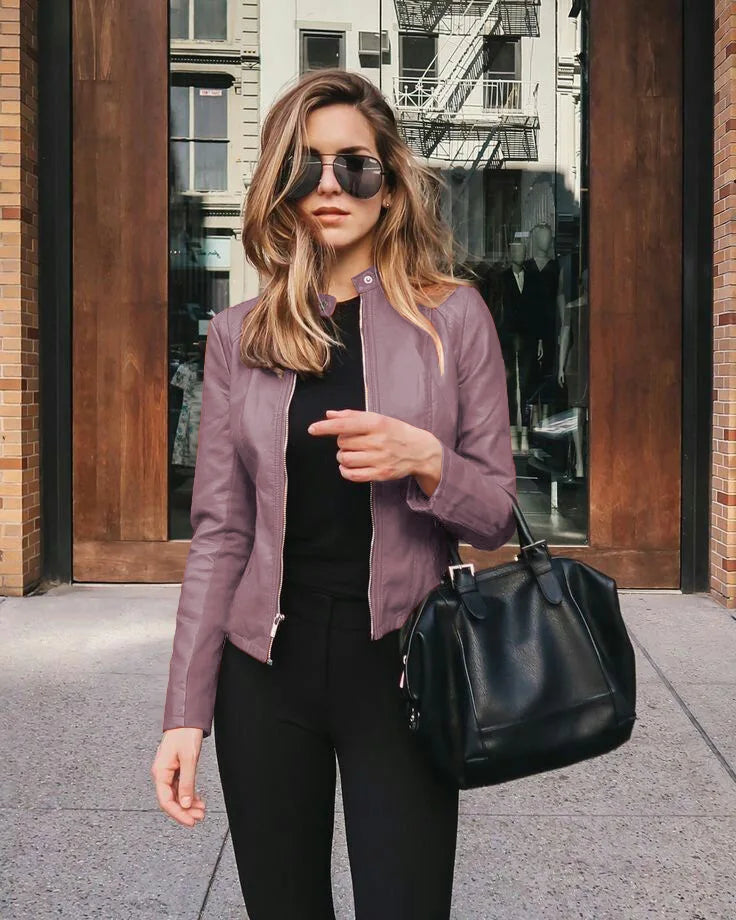 Female Jackets Office Lady Casual Coats Autumn Fashion Short Thin Women Flight Jacket Pu Leather Outwear Zipper Outfit 2024