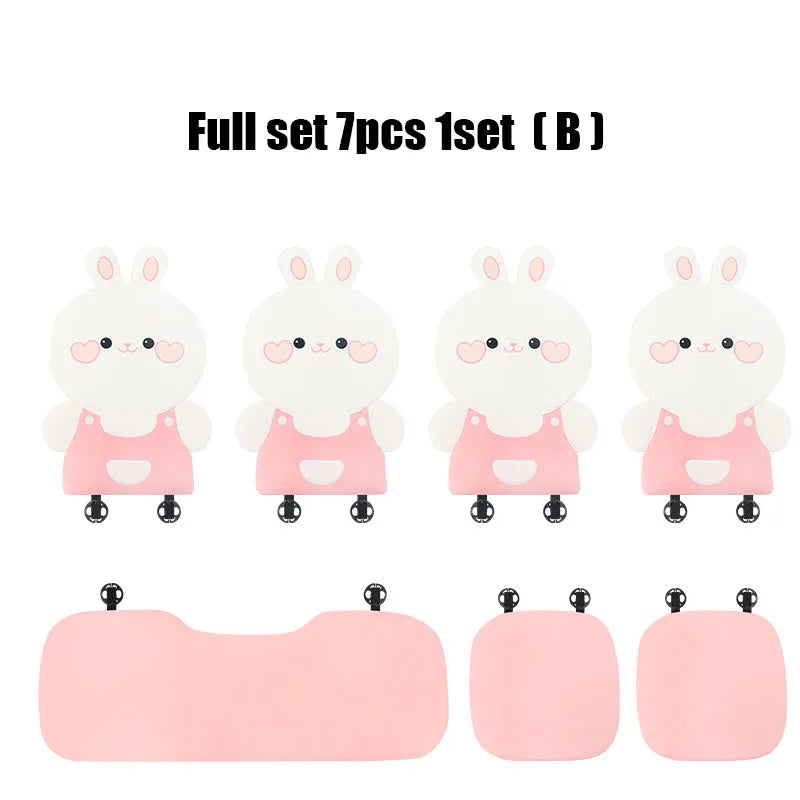 Cute Cartoon Animal Car Seat Covers Cushion Breathable Ice Silk Universal For Women Ladies Gifts Auto Interior Decor Accessories