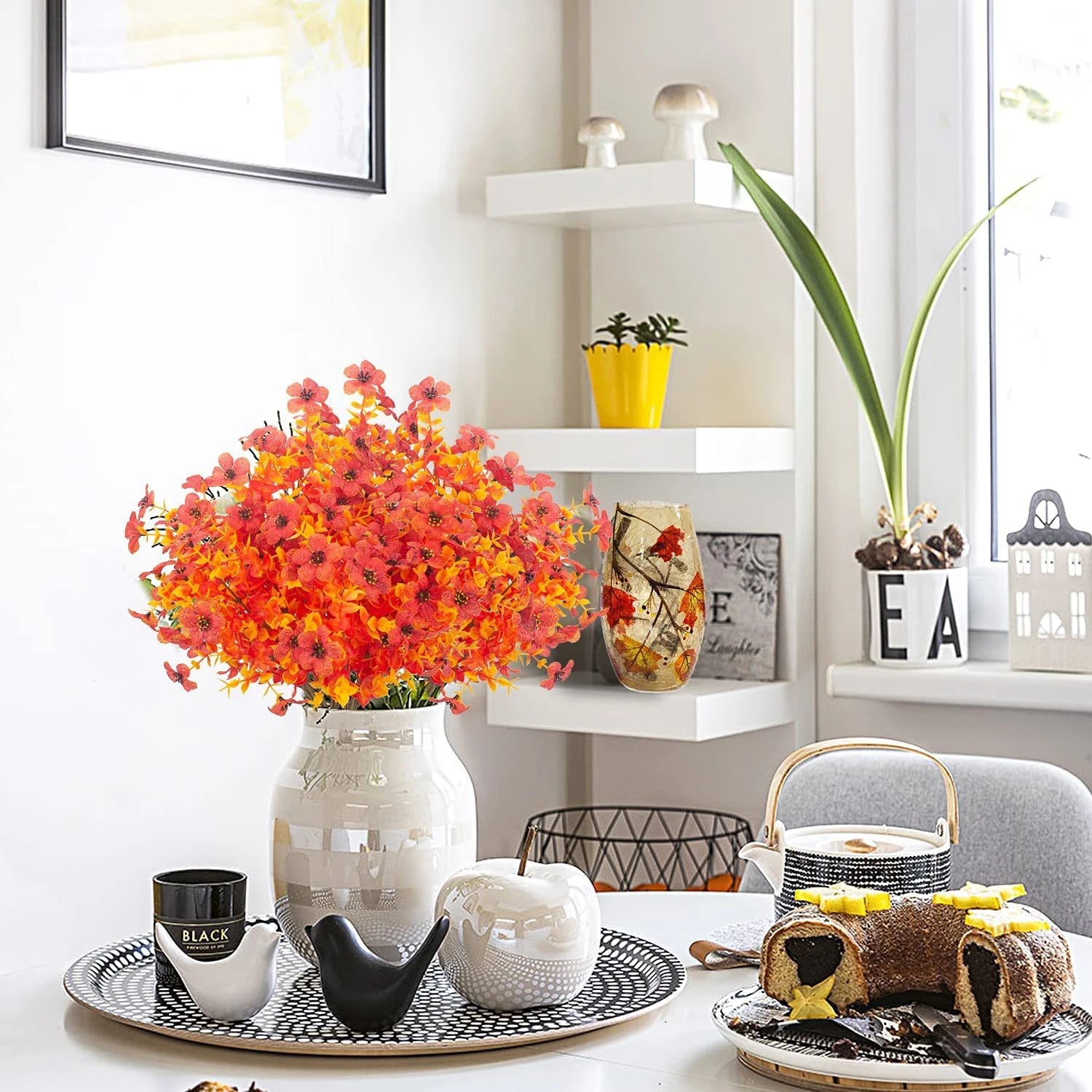Artificial Flowers Vase Home Room Decor, Fall Decoration