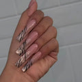 Gold French Coffin Press-On Nails | 24pcs Rhinestone Ballerina Full Cover Nail Tips