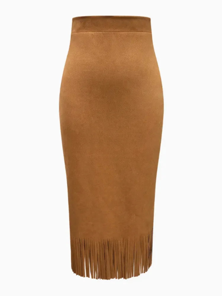 Women's Vintage Fringed Skirt for Spring, Autumn, and Winter, Stylish and Trendy, Suitable for Going Out, Dates, Holiday Gatherings, and Everyday Wear