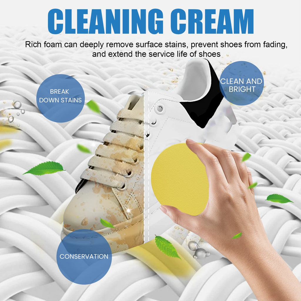 Jue-Fish White Shoes Cleaning Cream Powerful Stain Remover Cleaning Cream Free Sport Canvas Shoes Cleaning Stain Remover