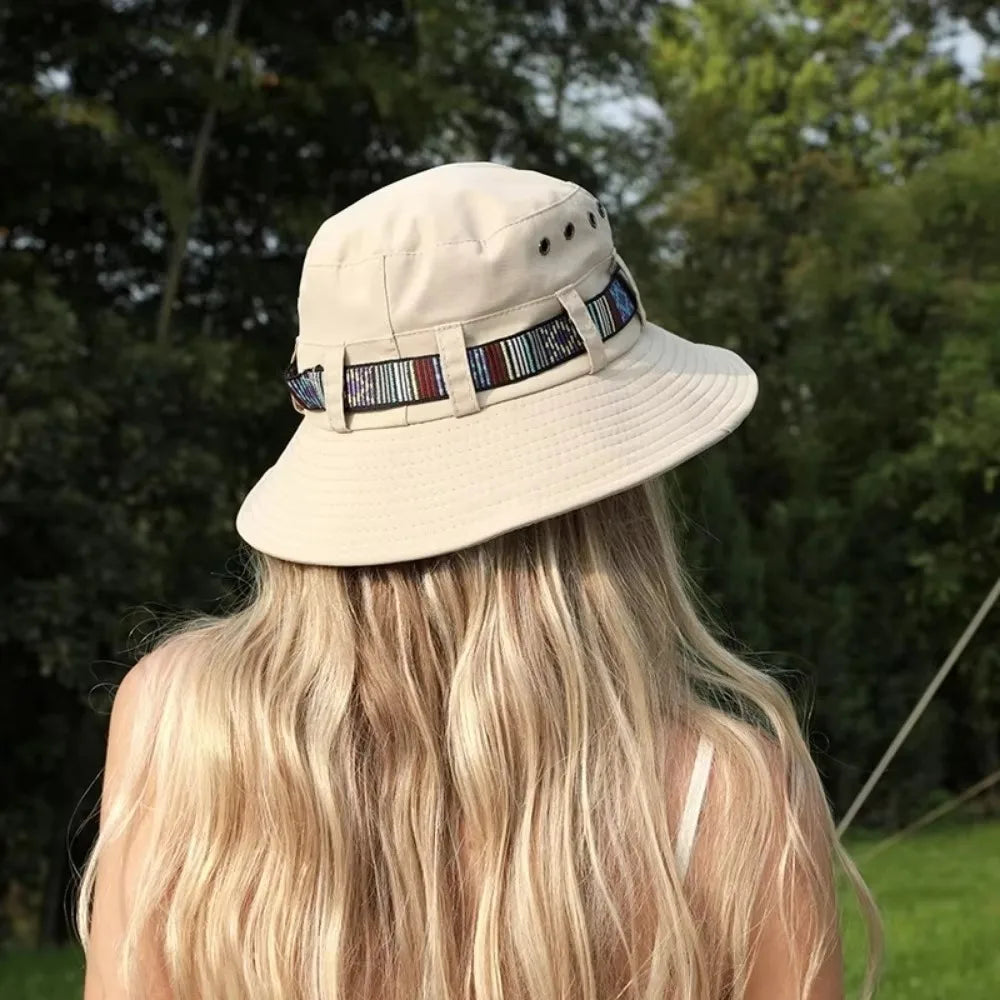 Casual Sun Protection Sun Hats Breathable Adjustable Drawstring Bucket Hat Quick-Dry Fisherman Hats Outdoor