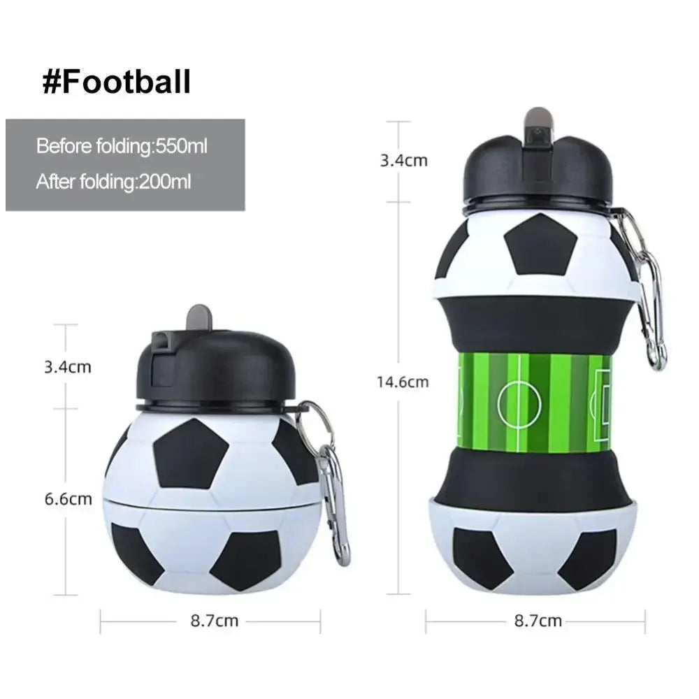 2026 Fold Water Bottle Cups Mug Outdoor Sports Football Basketball Baseball Tennis School Leakproof Portable Kids Water Bottle