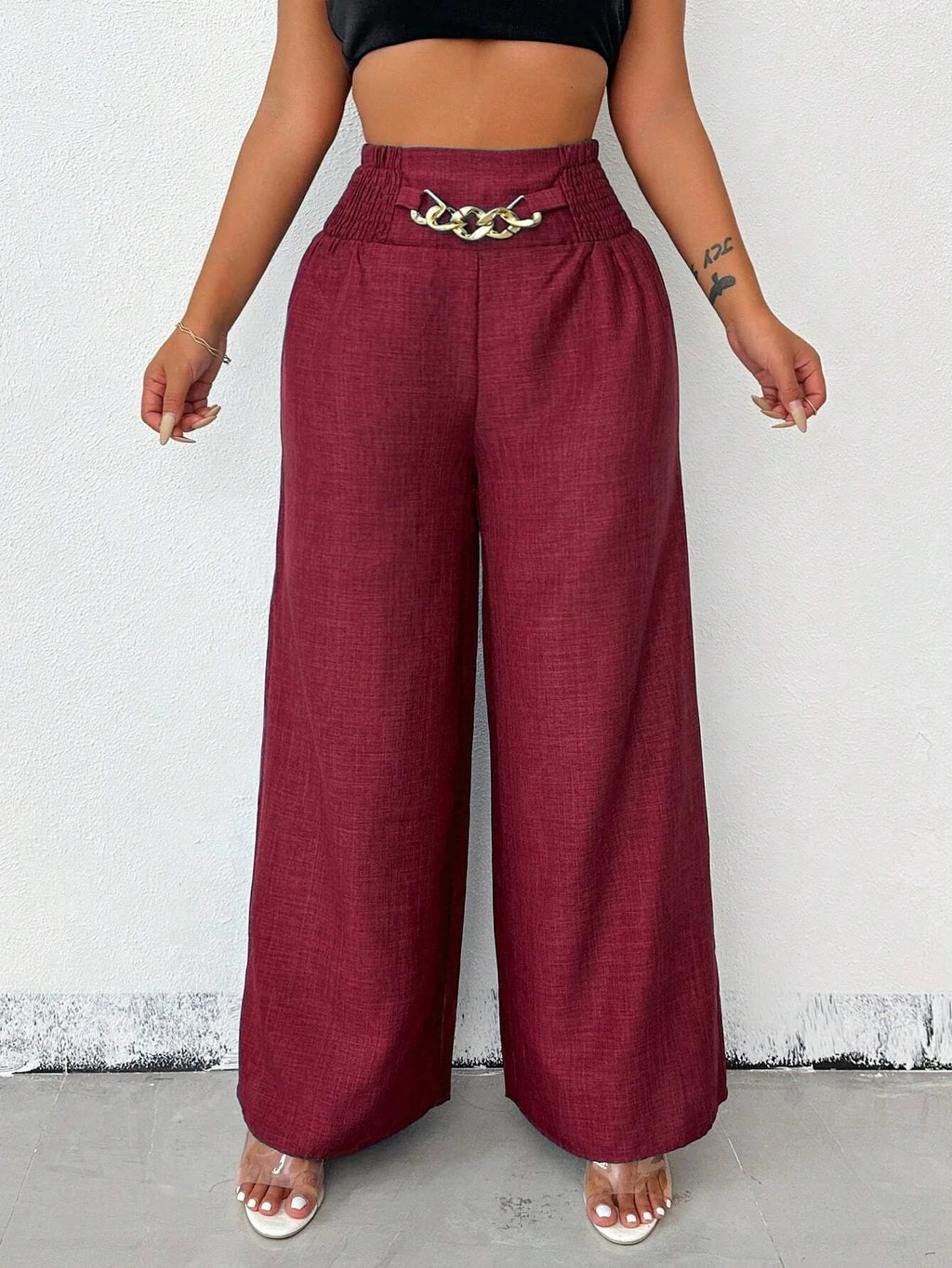 Elegant Solid Wide Leg Pants Fashion