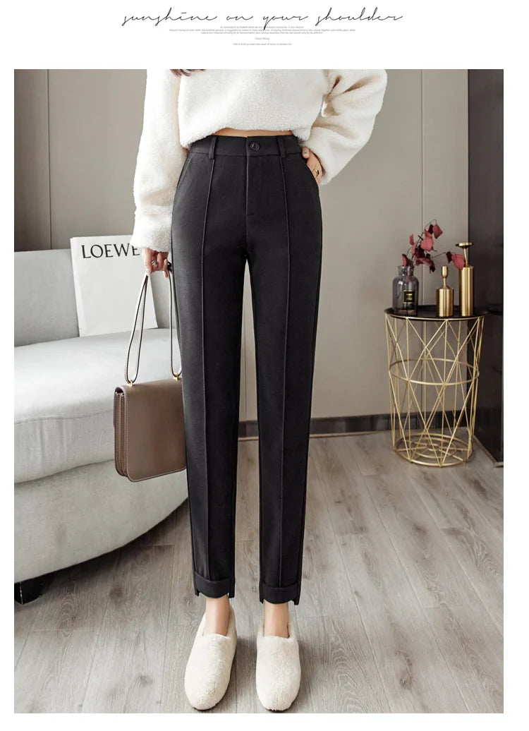 Woolen Pants Women's Harem Pencil Pants High Waist Casual Suit Pants Office Lady Women Trousers Hot Sale