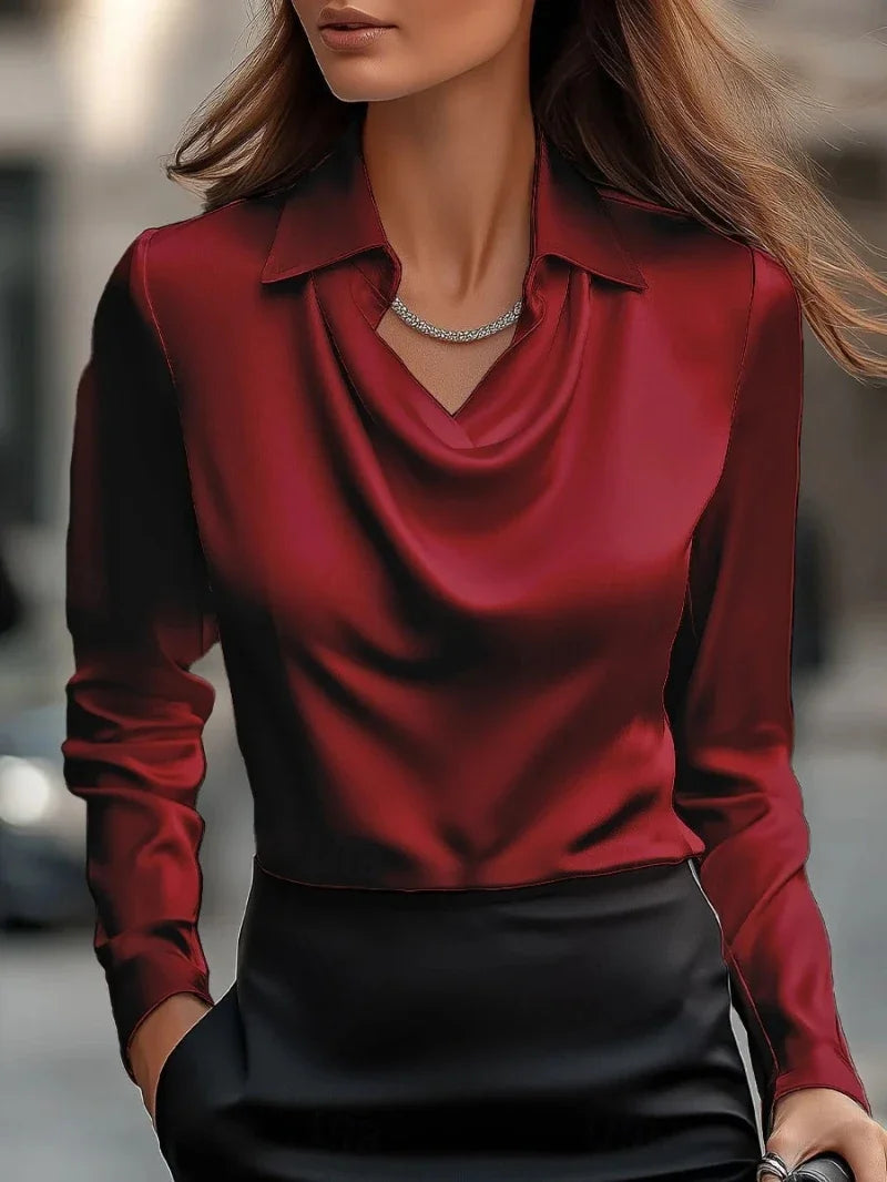 Women Fashion Solid Color Shirt Collar Blouse Tops 2025 Spring Autumn Casual Long Sleeve Office Shirt Elegant Top Female Blouses