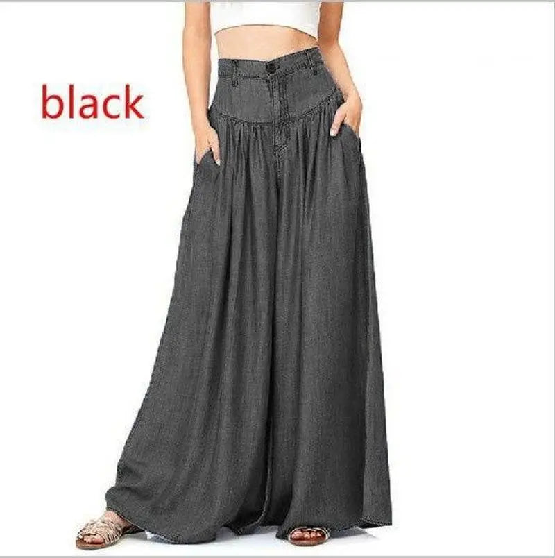 Wide-leg Pants Ladies Loose Plus Size High Waist Long Trousers