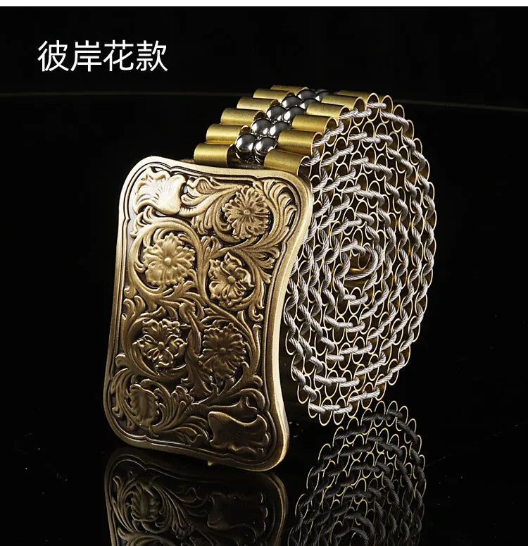 Men's Belt Army Style Combat Belts Pure copper belt Handmade Luxury Metal Jeans fashion belts Quick Release Tactical Belt