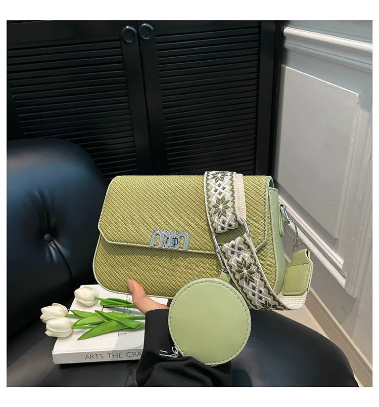 ‌2025 Korean-Style Wide Strap Bag - Crossbody/Shoulder/Handheld Multi-Way Purse, Trendy Small Handbag for Women