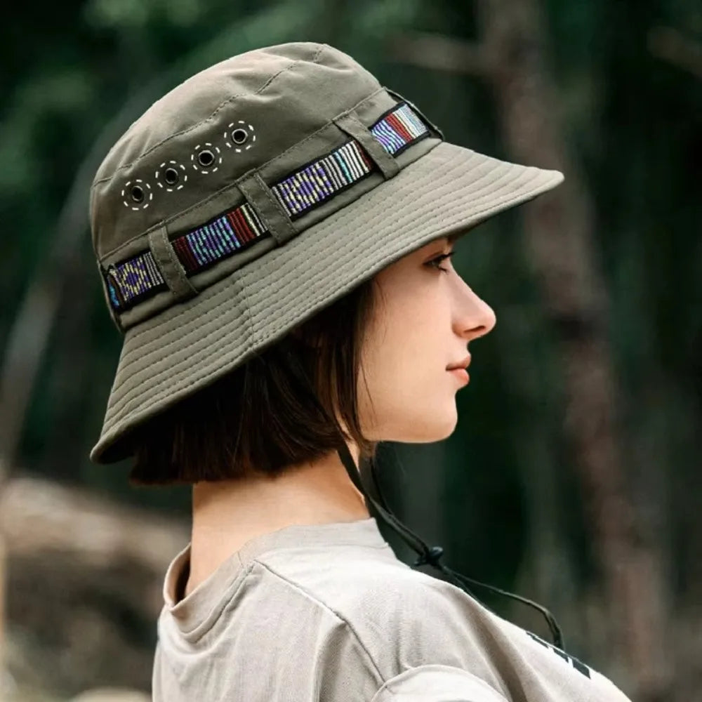 Casual Sun Protection Sun Hats Breathable Adjustable Drawstring Bucket Hat Quick-Dry Fisherman Hats Outdoor