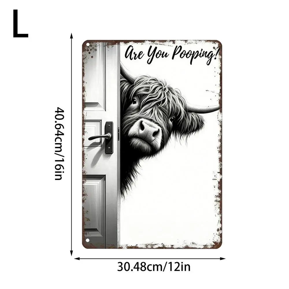 Cow Bathroom Wall Art Vintage Restroom Decoration Humorous Toilet Wall Sign for Homeowners Renters Apartment Office Hotel Powder