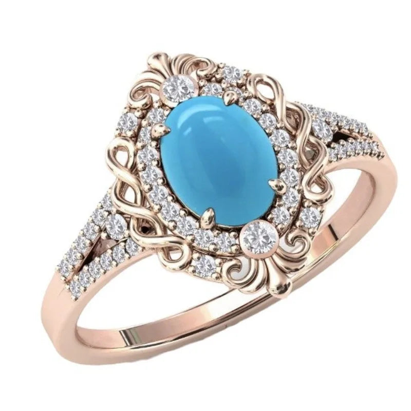 High end retro style zircon ring imported carved palace style ring holiday promotion jewelry banquet anniversary versatile