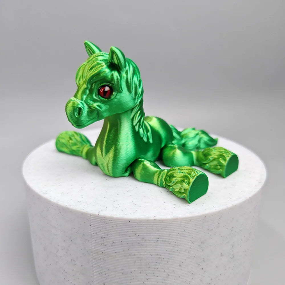Cute 3D Printed Horse Animals Multi-joint Movable Relief Sensory Kids Gift Mini Home Ornament Desktop Decorations