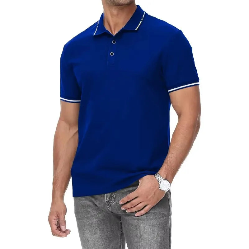 New Men's Short Sleeve Polo Shirt Summer Male Contrast Oversized T Shirt Breathable Shirts Lightweight Streetwear Gym Tops