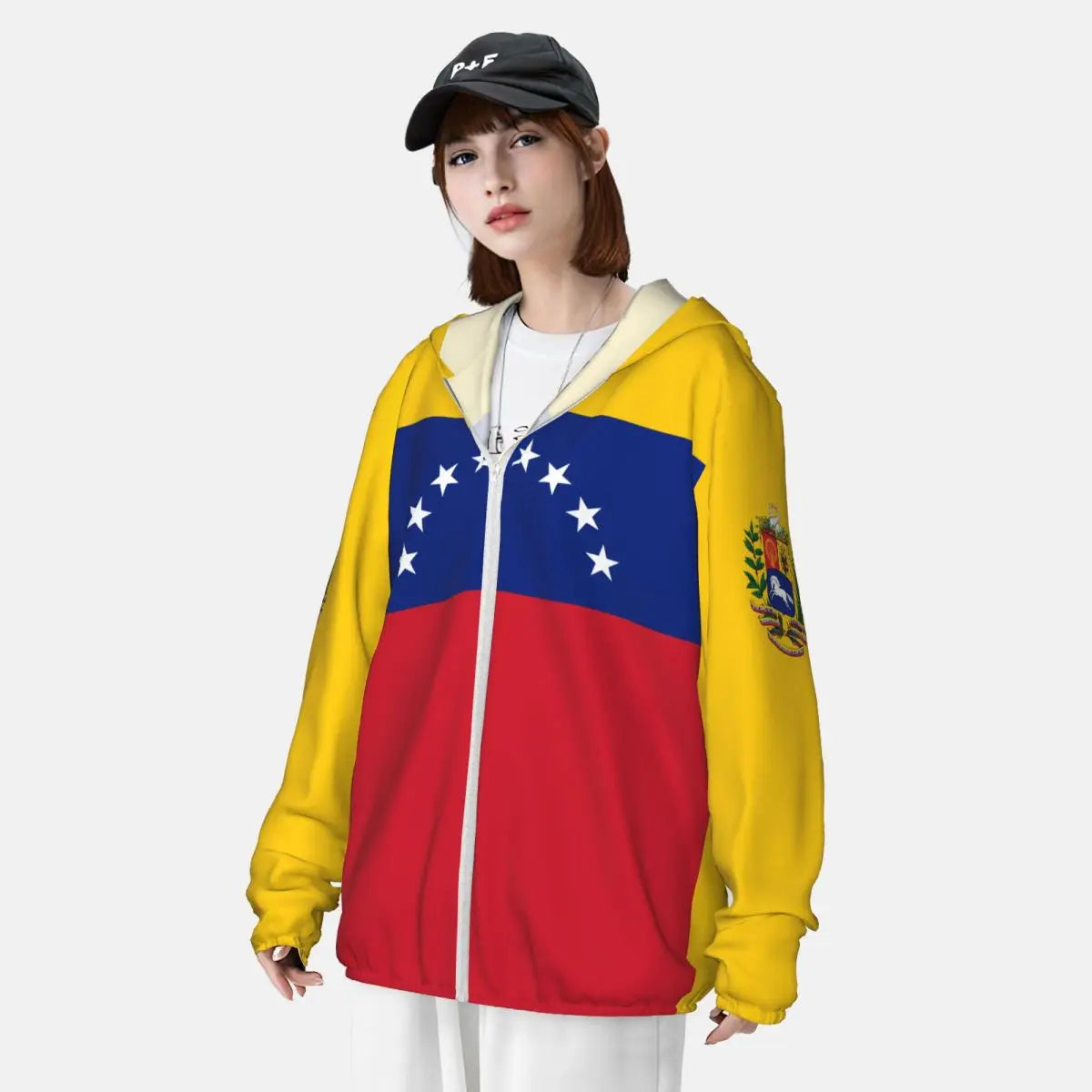 Venezuela Flag Polyester Hoodie Sunscreen Sun Protection Fishing Running Clothes Quick Dry Performance Long Sleeve With Zipper