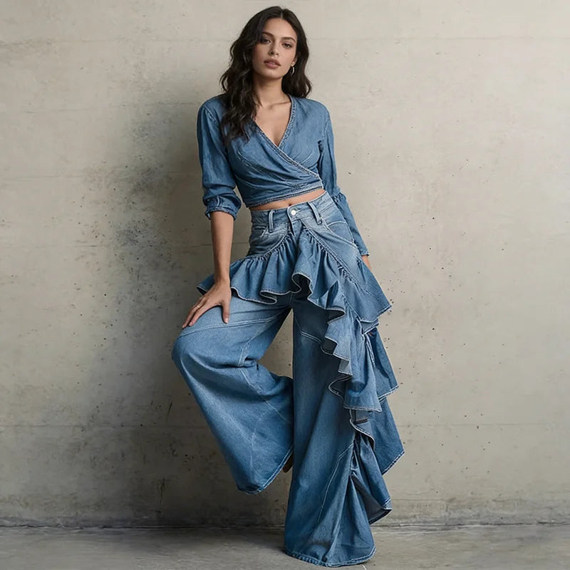 Wide Leg Pants Vintage Hip Hop Style Casual Trousers