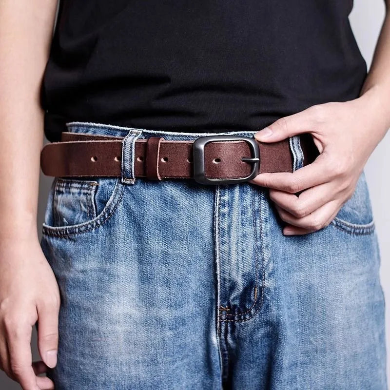New Men's High-Quality Leather Belt Metal Pin Buckle Belt Leisure Business Waistband Fashionable Male Accessory Designer Belt