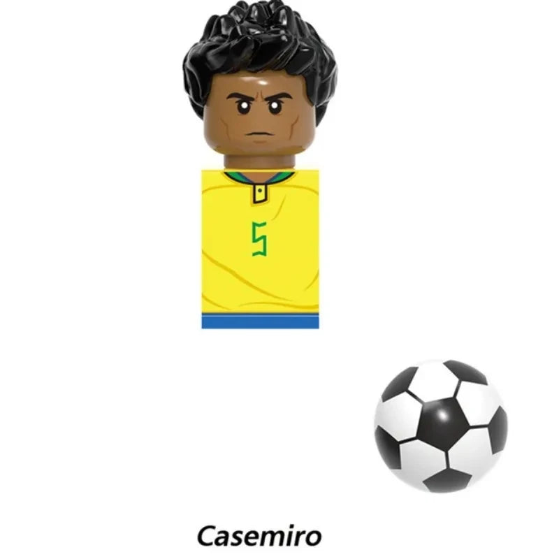 World Famous Football Players Figurine Messi Ronaldo Neymar Lewandowski Mini Action Building Block Model Toy Kids Gifts