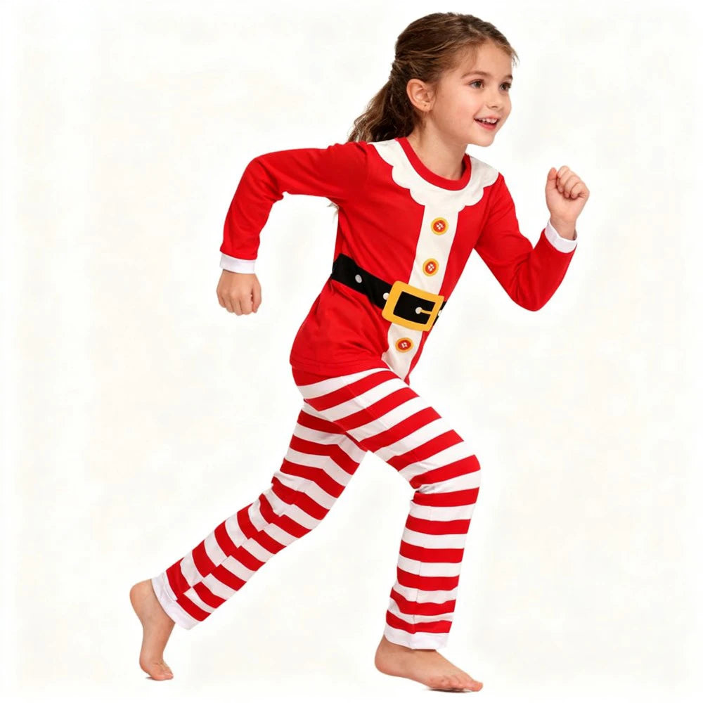 Children's Christmas Long Sleeve Pajama Sets Kids Elf and Santa Claus Sleepwear Boys Pijamas Baby Girls Pjs for Festive Xmas