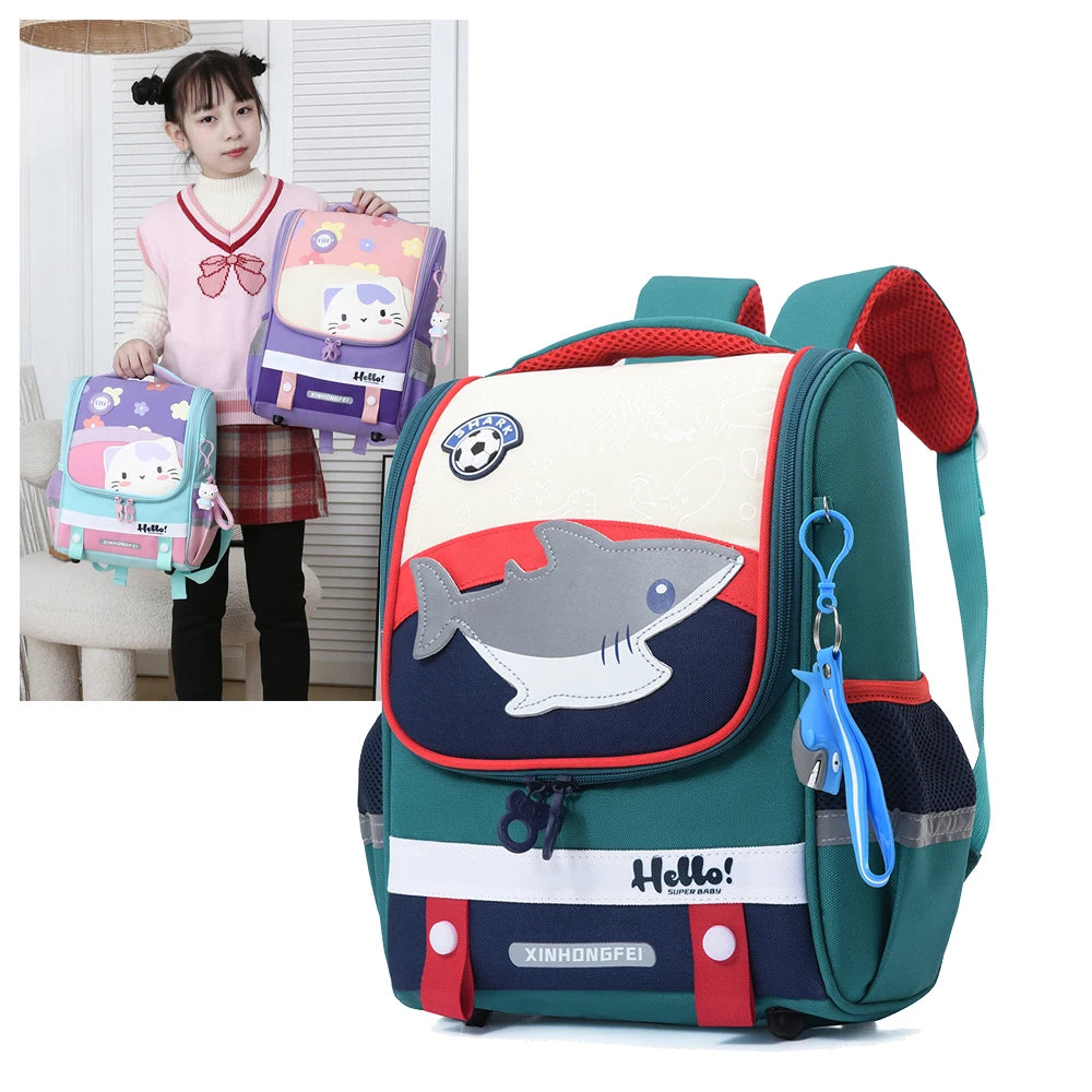Shark Backpack Boys for Kids Girl Kitten Bookbag for Primary School Bags Travel Back Pack